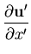 $\displaystyle \frac{\partial {\bf u'}}{\partial x'}$