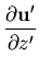 $\displaystyle \frac{\partial {\bf u'}}{\partial z'}$